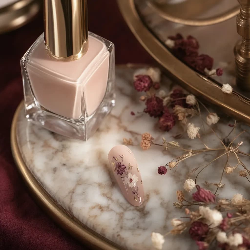 Unghie milky con fiori
